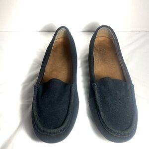 Vionic Debbie Way Blue Suede Leather Loafers Timeless Comfort